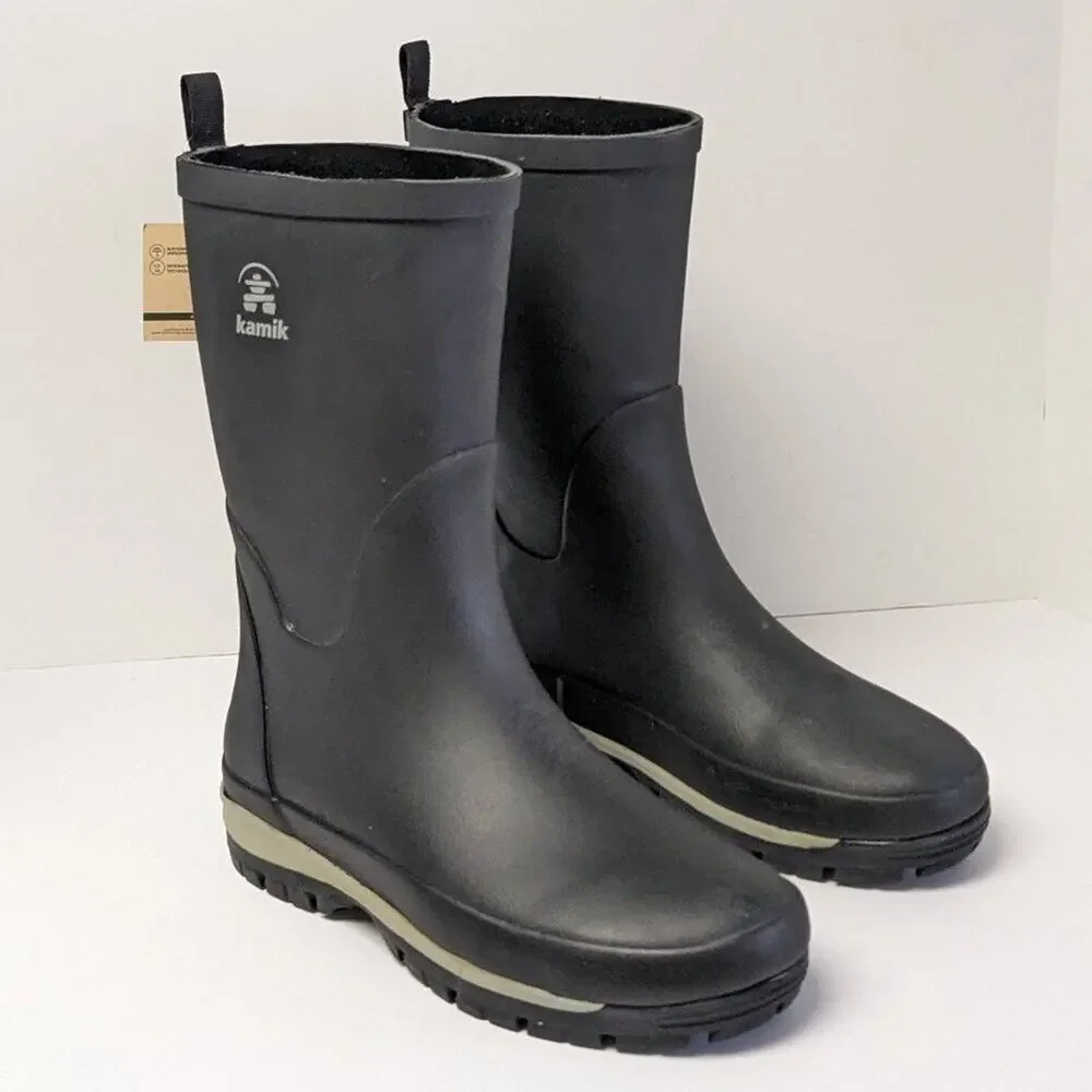Kamik Lars Waterproof Rain Boots, Black, Men's 8 M